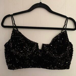 Anthropologie The Eve Sequin Bralette bustier bra top/crop top size L like new